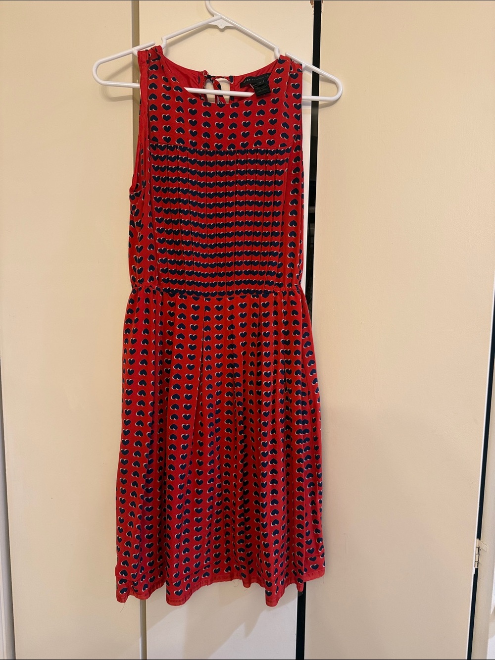 Marc by Marc Jacobs red dress with navy heart patterns